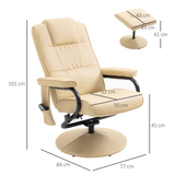 Massage Recliner Chair & Ottoman Footstool Set with High Density Cushioning – Relaxation Armchair, Cream