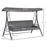 Outsunny 2-in-1 3 Seater Garden Swing Bench and Hammock Bed with Adjustable Canopy – Grey