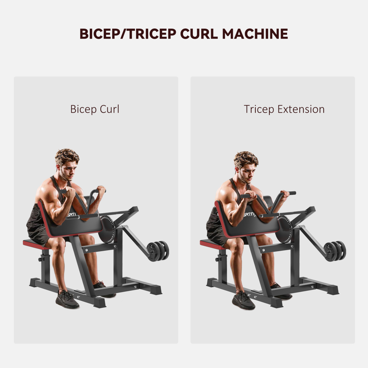 SPORTNOW Adjustable Preacher Curl Bench with Elbow Cushion, 25 Angles & 5 Seat Levels – Home Gym Arm Station