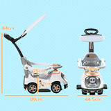 AIYAPLAY 3 in 1 Ride-On Push Car with Parent Handle & Canopy – Robot Foot to Floor Slider, 12-36 Months, White