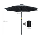 Outsunny 3m Patio Parasol with Push-Button Tilt & Crank Handle, Vented Canopy, Steel Frame – Black