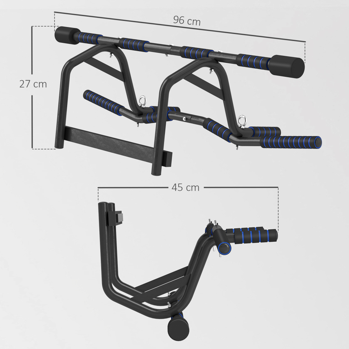 SPORTNOW Multi-Grip Doorway Pull Up Bar with Non-Slip Grips – Chin Up & Push Up Bar for Home Gym, Black