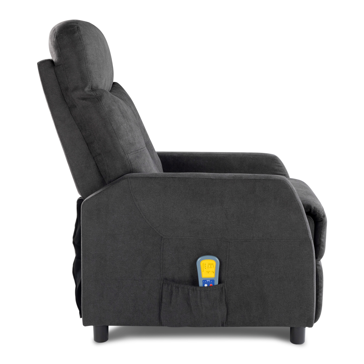 Electric Massage Recliner Chair with 6-Point Vibration & Heat – Home Lounge TV Chair, Black Fabric