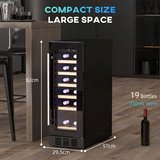 HOMCOM 19 Bottle Wine Cooler Fridge with Double-Tier Glass Door – Freestanding or Built-In, Black