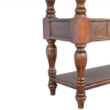 Artisan Furniture Solid Wood Turned Leg Console Table with Drawer & Shelves – Living Room Accent, Brown
