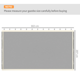 Outsunny Universal Replacement Gazebo Mesh Netting, 4 Zipped Side Walls – Fits 3 x 3m Gazebos, 302 x 207cm