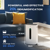 HOMCOM 20L/Day Quiet Dehumidifier with Air Purifier, 24H Timer & Laundry Mode – Home Moisture Control