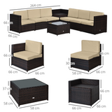 Outsunny Rattan Sofa Set glass coffee table detail