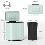 Dual Kitchen Pedal Bin with 2 x 20L Removable Buckets – Powder Coated Metal Recycling Bin, Green