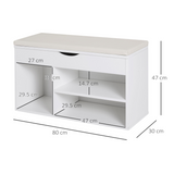 HOMCOM Wooden Shoe Cabinet Bench with Hidden Storage & Padded Seat, White