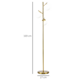 Modern 3-Light Tree Floor Lamp with Opaque Globe Shades & Foot Switch – Gold Metal Standing Lamp, 169cm