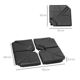 Outsunny 4-Pack Banana Parasol Base Weights, Fillable with Water or Sand – HDPE Cross Base Plates