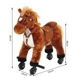 HOMCOM Rocking Horse Ride-On with Sounds, Plush Body and Rolling Wheels – Kids Toy for Ages 3+