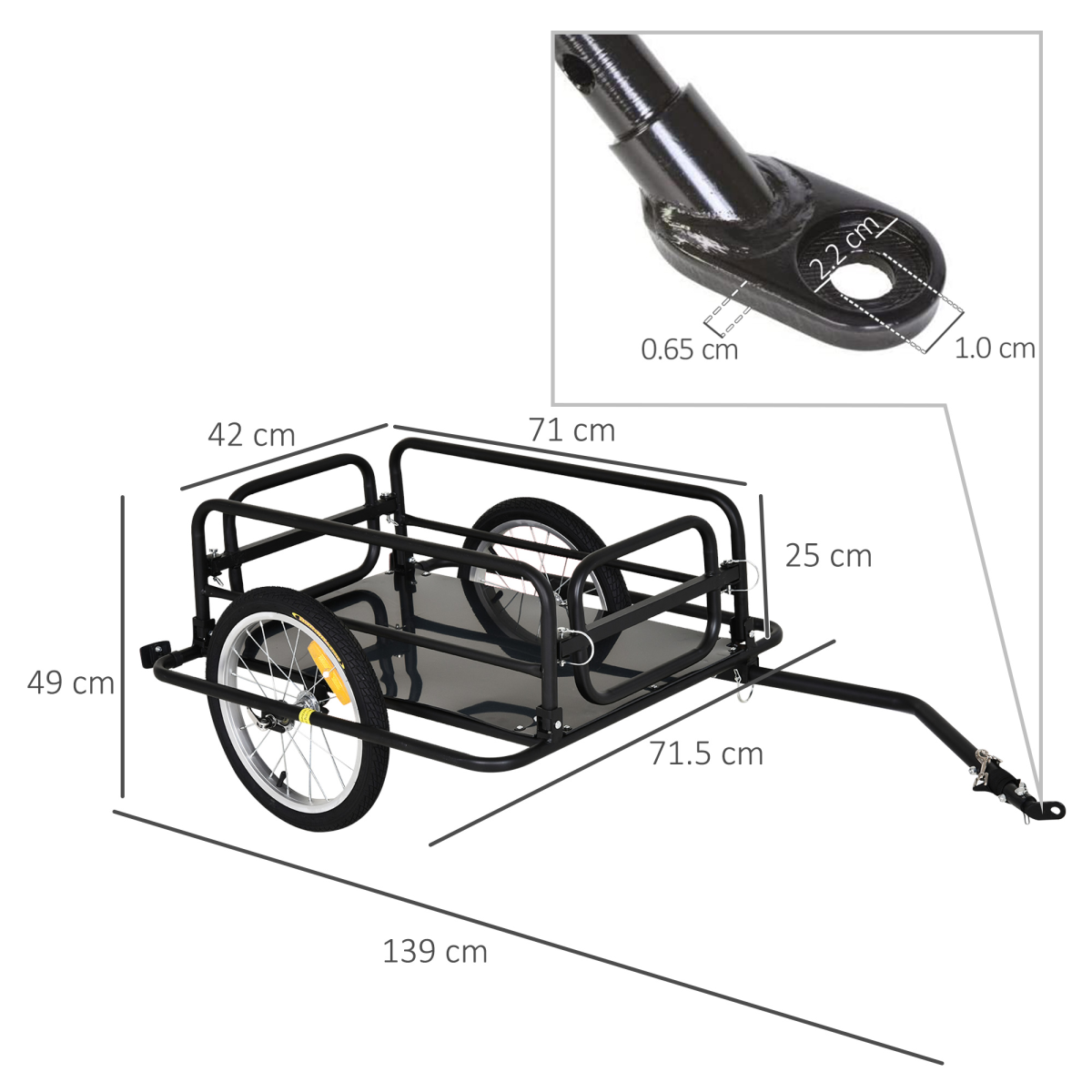 HOMCOM Folding Bike Cargo Trailer with Hitch & Steel Frame – Extra Carrying Capacity, Black