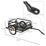 HOMCOM Folding Bike Cargo Trailer with Hitch & Steel Frame – Extra Carrying Capacity, Black