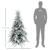 HOMCOM 5ft Artificial Christmas Tree with Realistic Snow Branches and 200 Warm White LED Lights – Auto Open