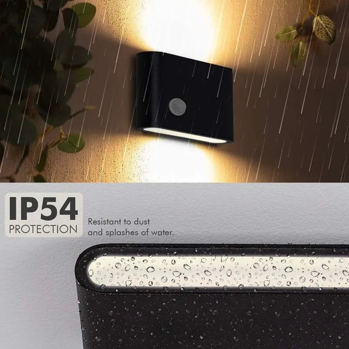 LEDSone 12W LED Motion Sensor Outdoor Wall Light – Up and Down Dual Head, IP54, Warm White