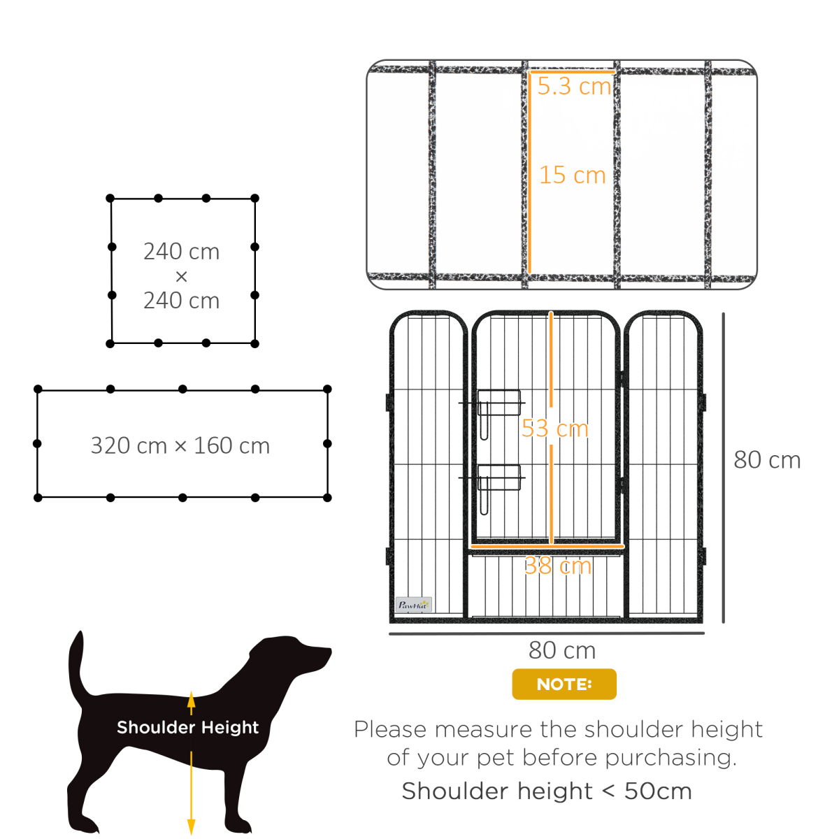 PawHut Heavy Duty Puppy Play Pen with 12 Panels and 2 Lockable Doors – Indoor Outdoor Pet Exercise Pen, Grey