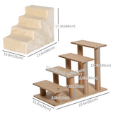 Four-Step Pet Stairs with Soft Flannel Removable Cover – Pet Steps for Cats and Small Pets, Beige
