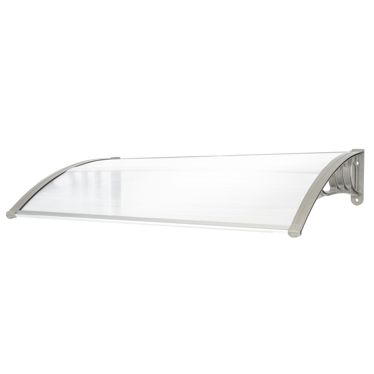 Door and Window Rain Cover Eaves Canopy, 120 x 80cm – Polycarbonate Hollow Sheet, ABS Brackets, White and Grey