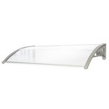 Door and Window Rain Cover Eaves Canopy, 120 x 80cm – Polycarbonate Hollow Sheet, ABS Brackets, White and Grey