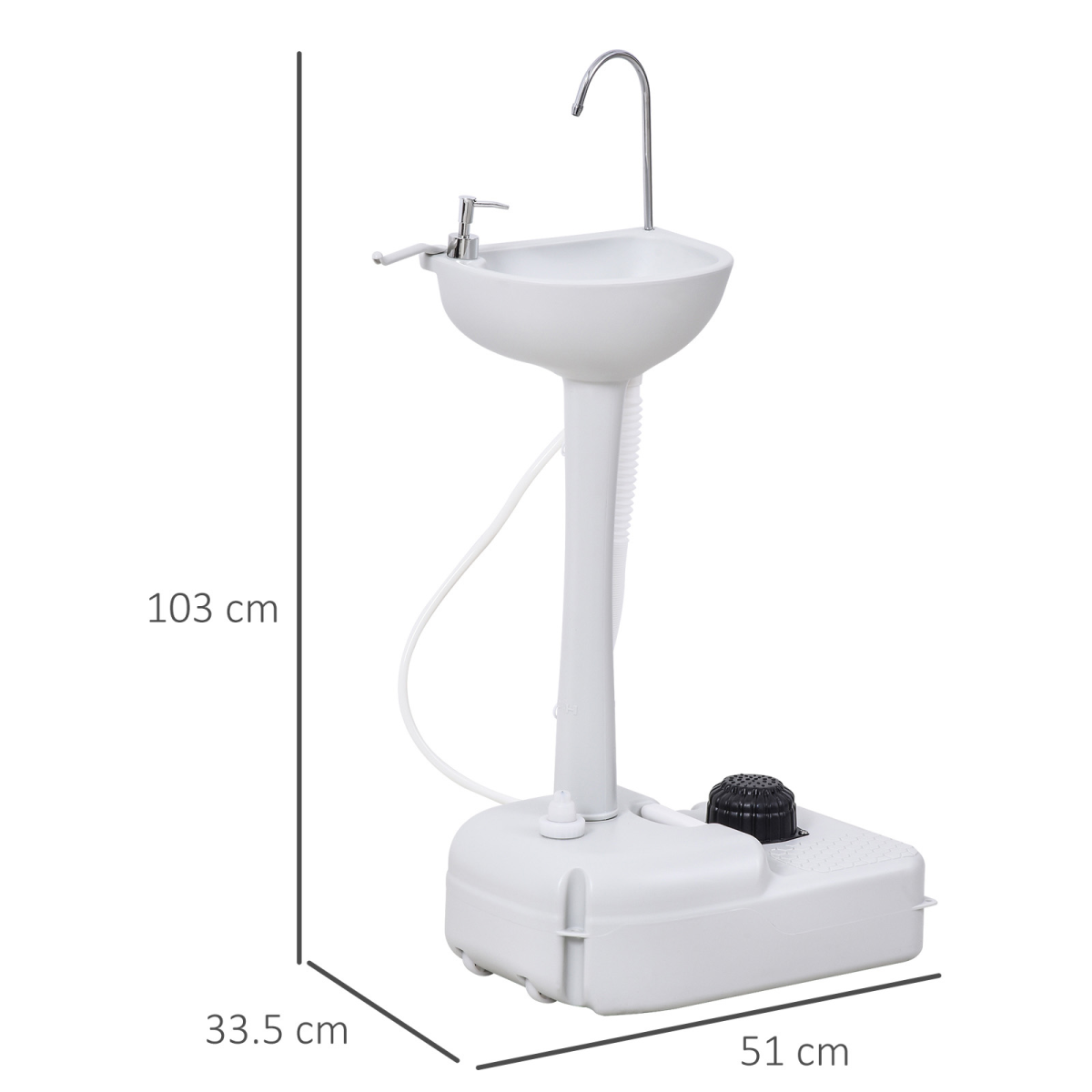 Outsunny Portable Camping Sink with 17L Tank, Foot Pump, Towel Holder & Soap Dispenser – Outdoor Hand Wash Station