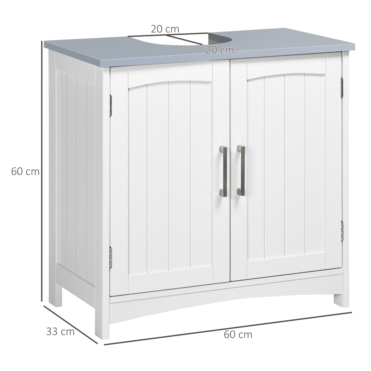 kleankin Pedestal Under-Sink Cabinet with 2 Doors & Adjustable Shelf – Bathroom Storage Vanity Unit, White