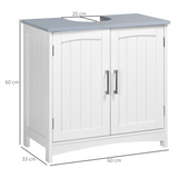 kleankin Pedestal Under-Sink Cabinet with 2 Doors & Adjustable Shelf – Bathroom Storage Vanity Unit, White