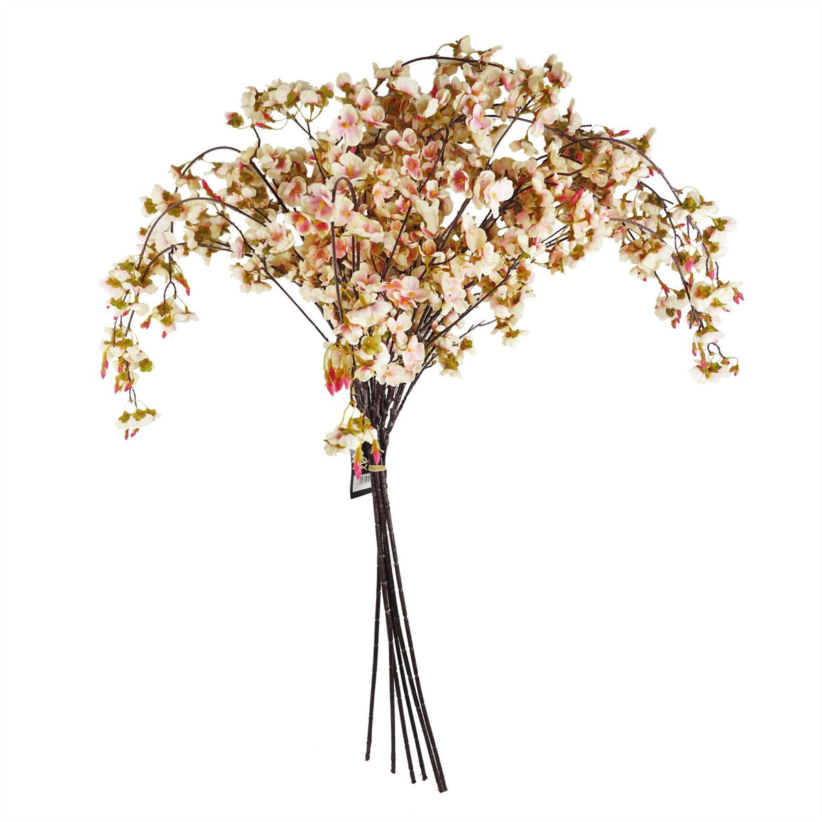 Leaf 110cm Artificial Trailing Cherry Blossom Spray with Silk Flowers – Natural Pink, Wired Stem