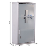 Wall-Mounted Stainless Steel Medicine Cabinet with 2 Shelves and Lockable Glass Door – Bathroom Storage