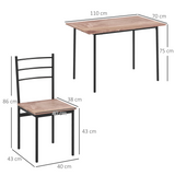 HOMCOM 5 Piece Space Saving Dining Table and 4 Chairs Set – Industrial Style Kitchen Dining Furniture