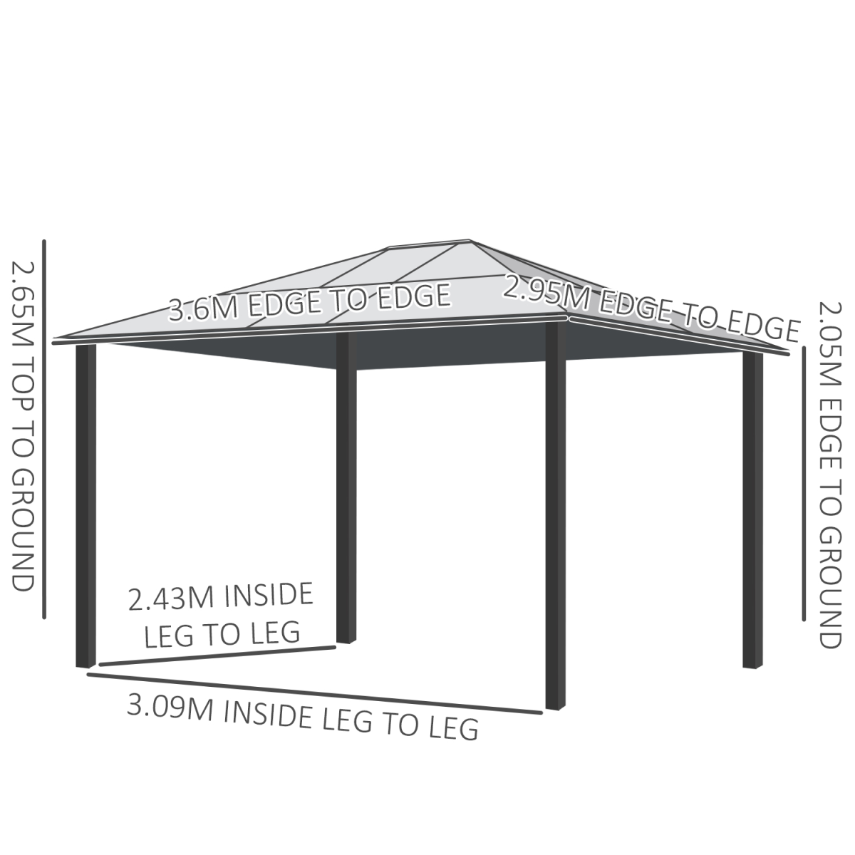 Outsunny 3 x 3.6m Hardtop Gazebo with Polycarbonate Roof & Mesh Side Screens – Garden Shelter, Brown/Beige