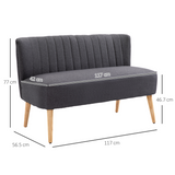 HOMCOM Modern Two-Seater Loveseat Sofa with Padded Linen-Look Upholstery & Wooden Legs – Dark Grey