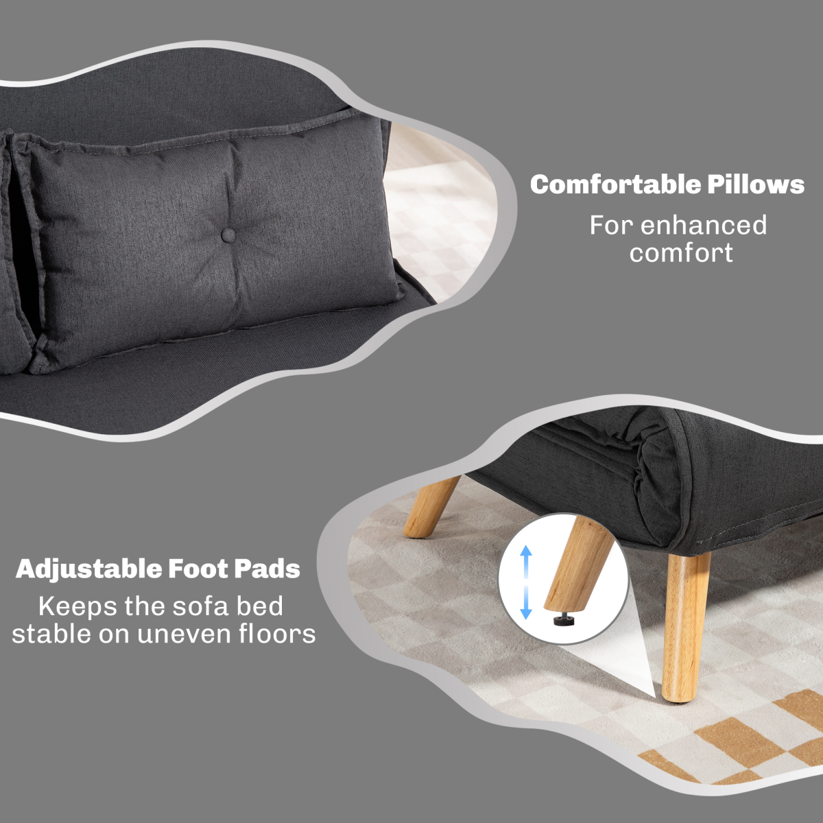 HOMCOM sofa bed 5-position backrest recline