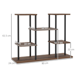 Outsunny 4 Tier Metal Flower Shelf Display Rack with Wooden Shelves – Plant Stand, Black Carbonised Finish