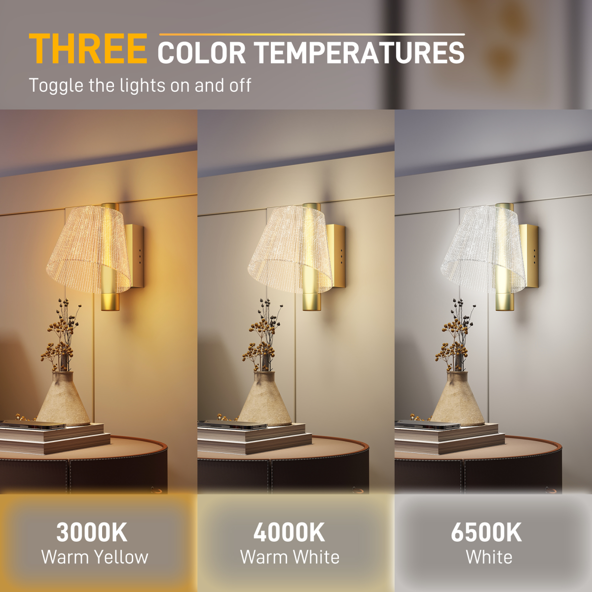 Modern Gold LED Outdoor Wall Lights, Set of 2 – Waterproof IP65 Sconces with 3 Colour Temperatures