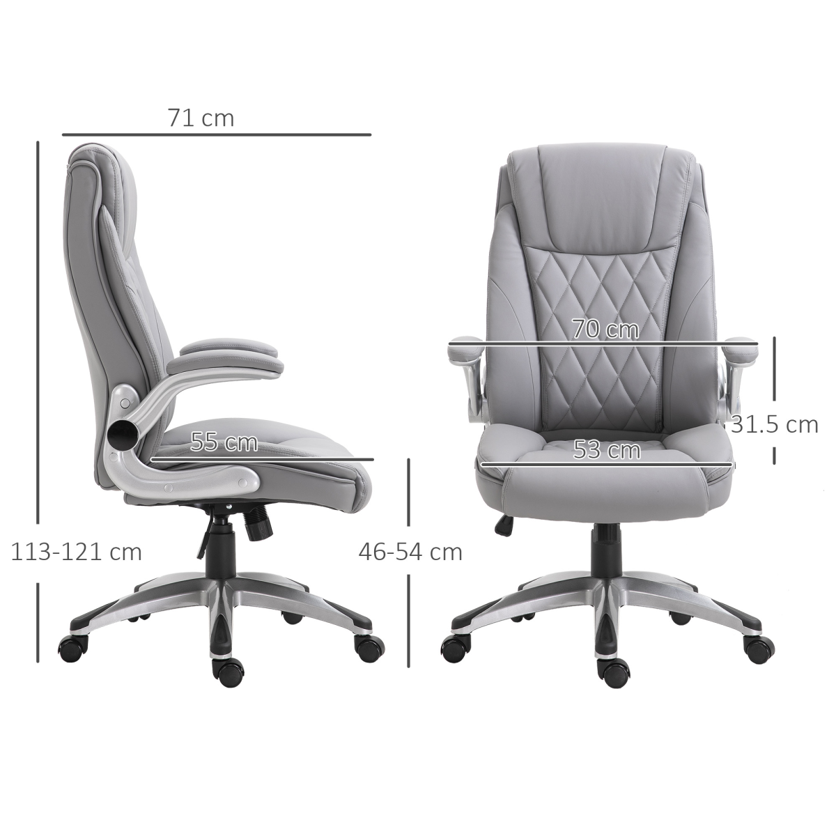 Vinsetto High Back Executive Office Chair with Headrest, Rocking Function & PU Leather – Grey