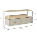 HOMCOM TV Cabinet with 2 Foldable Linen Drawers & Open Shelf – Living Room Media Storage, Maple