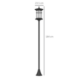 Outsunny Set of 2 Solar LED Outdoor Post Lights, IP44 Waterproof – Garden Pathway Lamps, Cool White, Black
