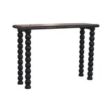 Artisan Furniture Solid Mango Wood Spindle Linear Console with Turned Legs – Hallway Console Table, Black
