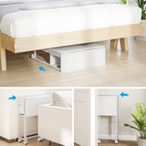 Folding Drop Leaf Writing Desk with Lower Shelf & Storage Bag – Mobile Desk on Wheels, Natural Wood Finish & White