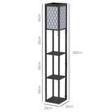 4-Tier Open Shelf Wooden Floor Lamp, 160cm – Black/White
