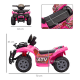 Kids Electric Ride-On Four Wheeler ATV Car with Music – Toddler Ride-On Toy for 18–36 Months, Pink