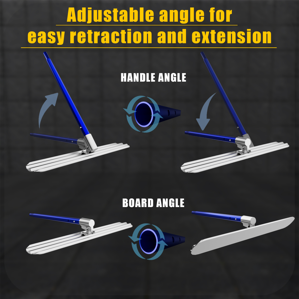 Bull Float Concrete Kit, 48 x 8 in Magnesium Aluminium Board with 4 Combinable Handles, Toolbox & Trowel