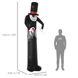 HOMCOM 10ft Inflatable Halloween Skinny Ghost with Tall Hat – Blow-Up Outdoor LED Display