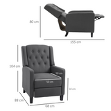 HOMCOM Button Tufted Microfibre Recliner Armchair with Footrest and Padded Arms – Manual Reclining Chair, Grey