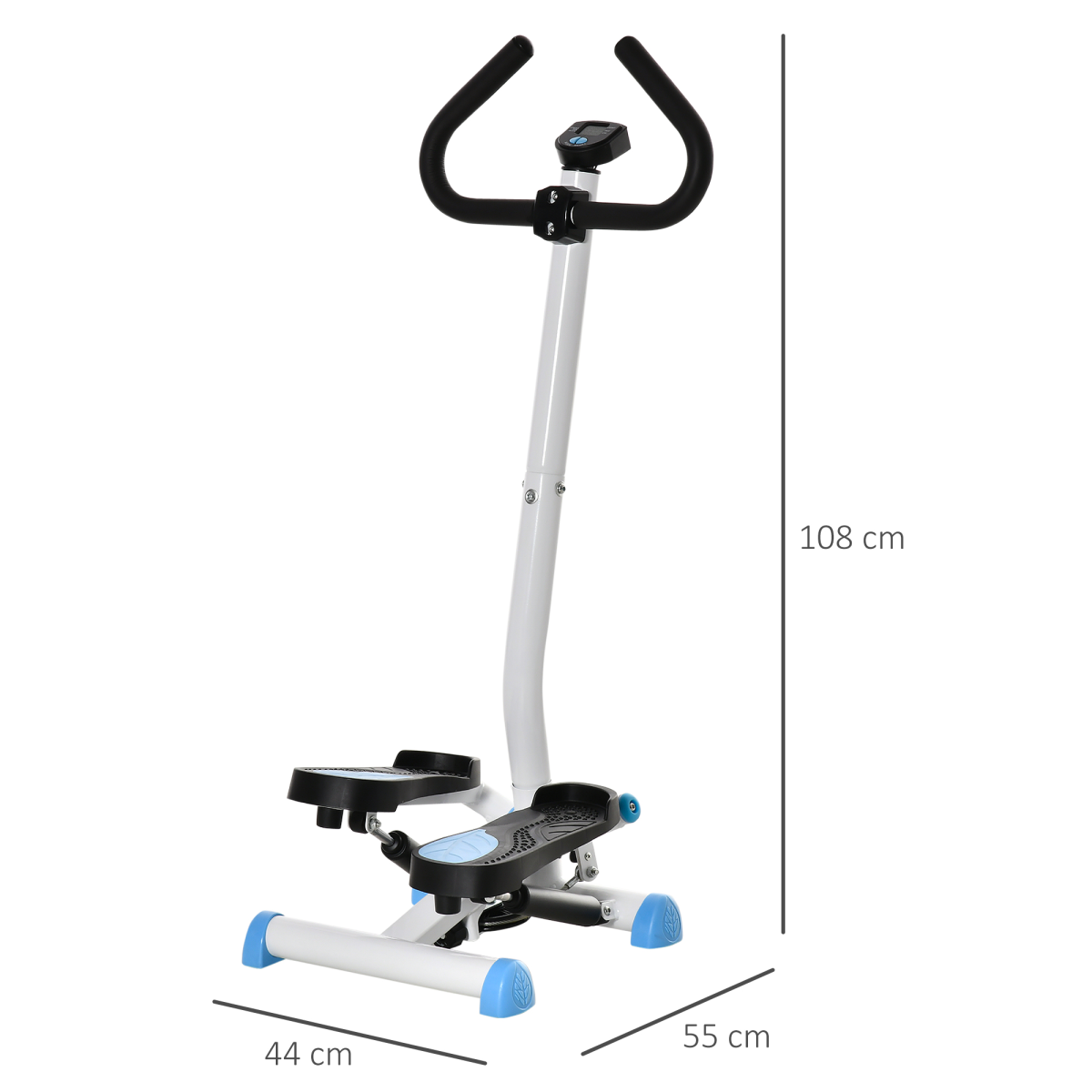 HOMCOM Height Adjustable Twister Stepper with LCD Screen – Home Step Machine for Legs & Glutes, Blue