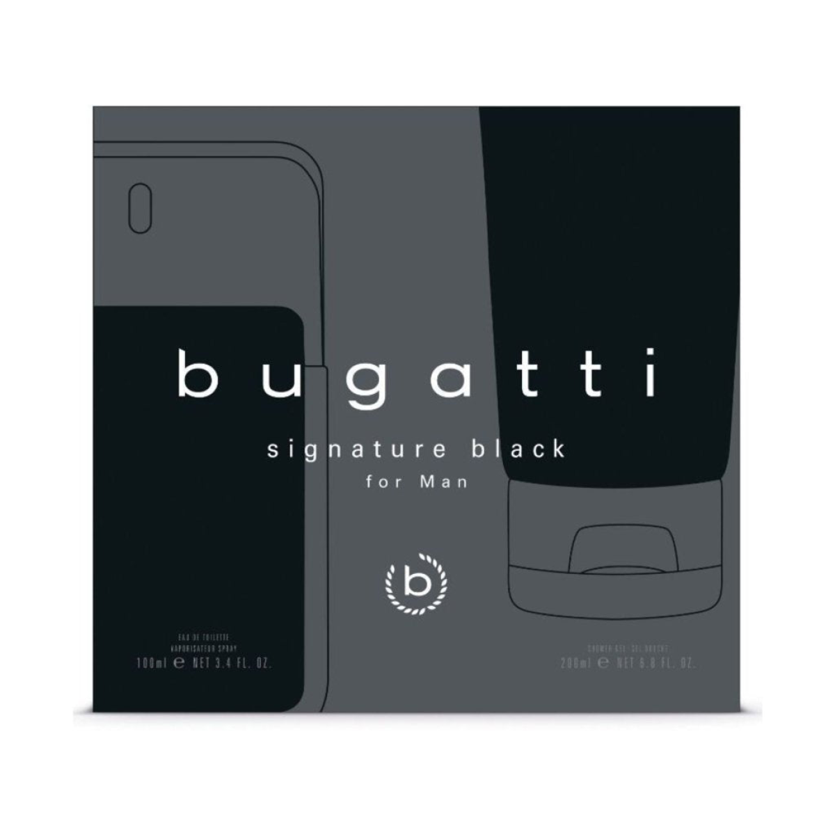 Bugatti Signature Black for Men Gift Set – 100ml Eau de Toilette Spray and 200ml Shower Gel
