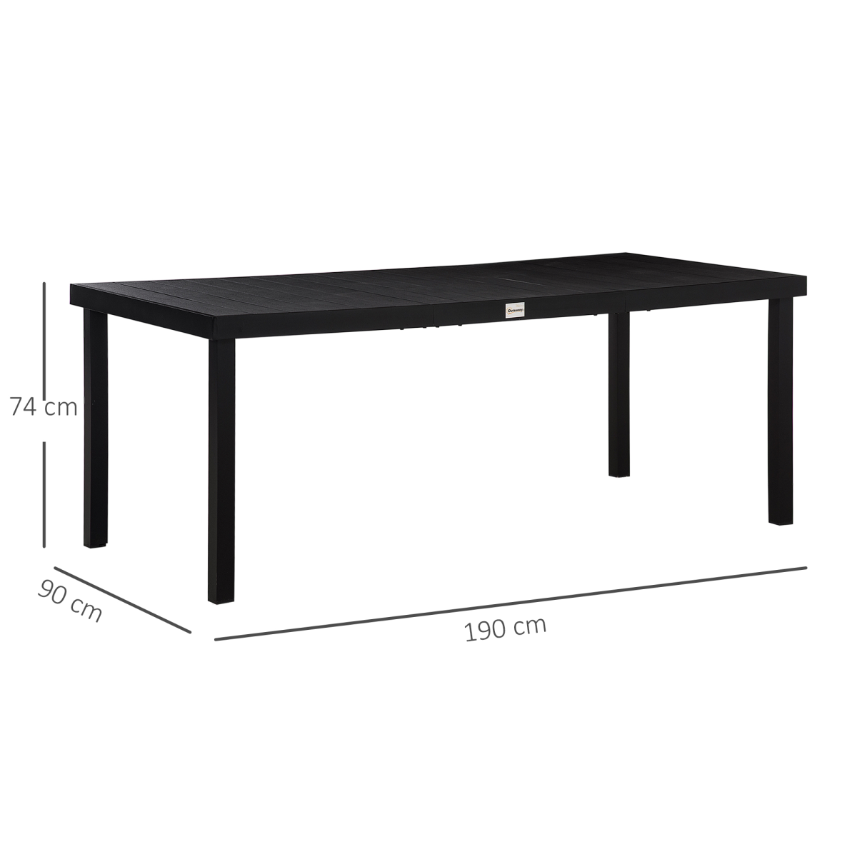 Outsunny Outdoor Dining Table for 8 with Water-Resistant Wood-Effect Top & Aluminium Frame – Patio, Black