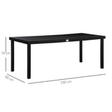 Outsunny Outdoor Dining Table for 8 with Water-Resistant Wood-Effect Top & Aluminium Frame – Patio, Black